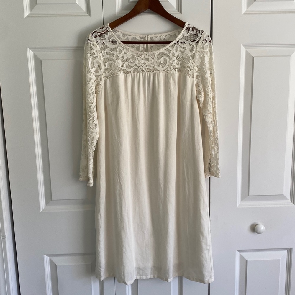 Old Navy Cream Lace Shift Dress size Medium Tall